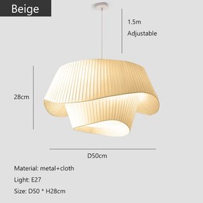 Lustre pendente luminária O estilo nórdico do vintage do Wabi-sabi - Beige D50cm - Luz 3 Cores