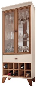 Cristaleira Bar e Adega Andorra Decorativa Sala de Estar OffWhite/Nature G26 - Gran Belo