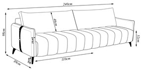 Sofá Sala de Estar Living Design Moderno 240cm Pés em Madeira Detalhe Lateral em PU Amadeu Veludo Bege G93 - Gran Belo