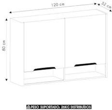 Armário de Cozinha Aéreo 120cm 2 Portas Marina Freijó L01 - Mpozenato