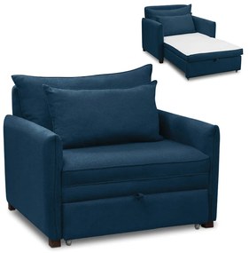 Poltrona Cama Retrátil Solteiro com Rodízio Cloe Bouclê E03 - D'Rossi - Azul Marinho