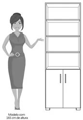 Estante Livreiro 2 Portas Pequenas 6 Prateleiras Office Branco White