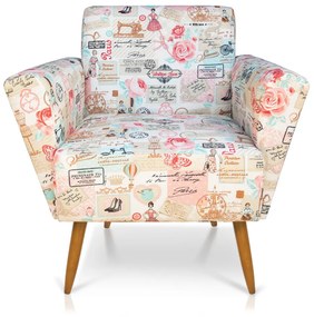 POLTRONA DORA ESTAMPADO RETRO ROSA D61 P