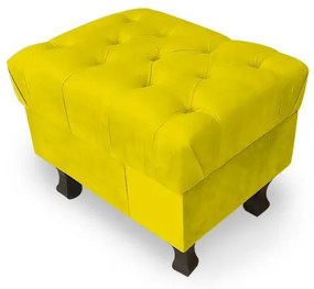 Puff Decorativo Retrô Luis Xv Capitonê Suede Amarelo - Sheep Estofados - Amarelo