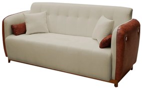 Sofá 3 Lugares Liverpool 1,90 m Compose Corino Ocre/Nude C/ Botão - Decorar Estofados