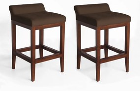 kit 2 Banquetas Alta Lotus Base Madeira Maciça Estofada Suede Marrom