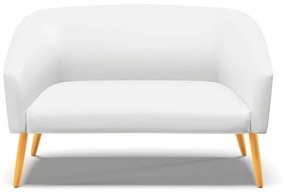 Sofá 2 Lugares Namoradeira Pé Palito Castanho Stella Sintético Branco D03 - D'Rossi