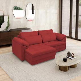 Sofá Retrátil Manual Sala de Estar Nolan Bipartido 175cm Conforto Premium em Couro Vermelho G58 - Gran Belo