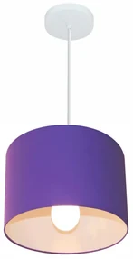 Lustre Pendente Cilíndrico Md-4113 Cúpula em Tecido 30x25cm Roxo - Bivolt