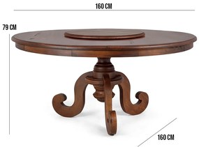 Mesa Redonda Sala de Jantar 8 Lugares Mariah 160cm com Prato Giratório Canela G04 - Gran Belo