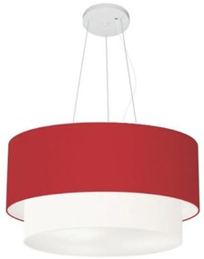 Lustre Pendente Duplo Cilíndrico Vivare Md-4061 Cúpula Tecido 50x40cm - Bivolt