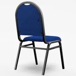 Kit 3 Cadeiras Hoteleiras Auditório Empilhável Linho Z33 Azul - Mpozen