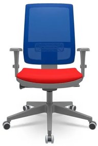 Cadeira Brizza Diretor Grafite Tela Azul Assento Aero Vermelho Base Autocompensador Piramidal - 66153 Sun House