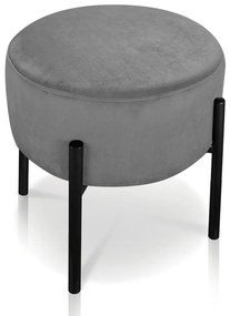 Puff Banqueta Decorativo Industrial Preto Kit 4 Iron Suede Grafite D03 - D'Rossi