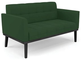 Sofá Namoradeira 2 Lugares Base de Madeira Preto Elisa Veludo D03 - D'Rossi - Verde