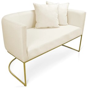 Namoradeira Paola 02 Lugares Linho Base Metálica Dourado D03 - D'Rossi  - A19 Grosso Bege