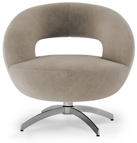 Poltrona Decorativa Base Giratória Topázio Veludo Bege - Sheep Estofados - Bege