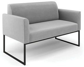 Sofá Namoradeira Base Industrial Preto Marisa Suede D03 - D'Rossi - Cinza