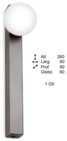 Arandela Point Slim 09X06X26Cm Globo Ø06Cm 1Xg9 - Old Artisan Ar-5565 (ROSE FOSCO, FOSCO (Branco))
