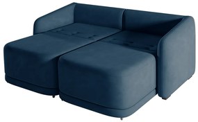 Sofá Cama Modulado Retrátil e Reclinável Decorativo Varsóvia 236cm Veludo Azul Marinho G33 - Gran Belo
