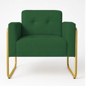 Poltrona Sala Industrial Alta Tubo Dourado Elisa Suede D03 - D'Rossi - Verde