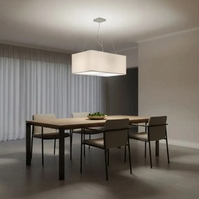 Lustre Pendente Retangular Md-4372 Cúpula em Tecido 60x40cm Branco