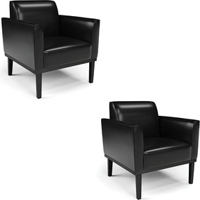 Kit 2 Poltronas Decorativas Isabella Pés Fixo em Madeira PU Preto Brilho G19 - Gran Belo