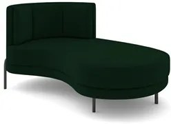 Chaise Longue Divã 164cm Braço Esquerdo Logus D06 Veludo Verde - Mpoze
