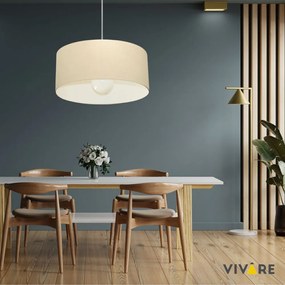 Lustre Pendente Cilíndrico 4052 Cúpula em Tecido 50x21cm Algodão Crú - Bivolt