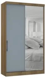 Guarda Roupa Solteiro 135cm 2 Portas e Espelho Delphi Avelã/Grey L01 -