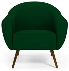 Poltrona Decorativa Sala de Estar Pés Palito Madeira Nina C-303 Veludo
