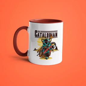 Caneca The Catalorian Mandalorian Nerd Branca com Alça Marrom