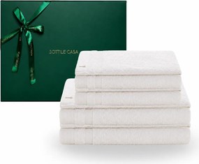 Jogo de Banho 4 pçs Trussardi 100% Algodão Marini c/ Caixa de Presente Natal - Branco  Branco