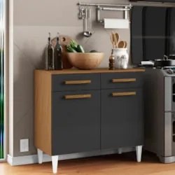 Balcão de Cozinha Com Tampo 91cm Hanna Atacama/Grafite A15   - Mpozena