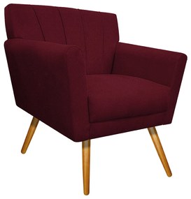 Poltrona Laura Pés Palito Mel Suede Bordô - ADJ Decor