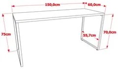 Mesa de Escritório Office 150cm Estilo Industrial Prisma C08 Snow - Mp