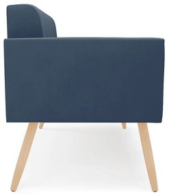 Sofá Namoradeira Elisa Suede Azul Marinho Pés Palito Natural - D'Rossi