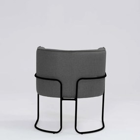 Poltrona Decorativa Belinda D07 Base Aço Linho Mescla Chumbo - D'Rossi