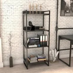 Kit 3 Estante Livreiro Prisma Estilo Industrial 60cm 4 Prateleiras C08