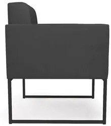 Sofá Namoradeira e 2 Poltronas Base Industrial Preto Ana Sintético Pre