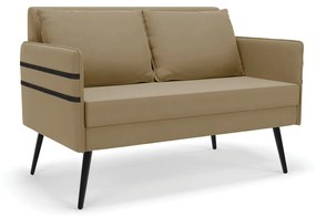 Namoradeira 02 Lugares Mari Suede Pés Palito de Ferro D03 - D'Rossi - Marrom Rato