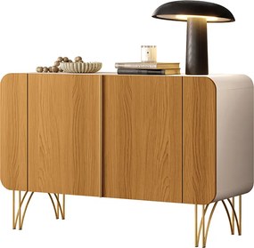 Buffet Decorativo Sala de Estar Bambino MDP/MDF Pés em Aço Off White/Cinamomo G26 - Gran Belo