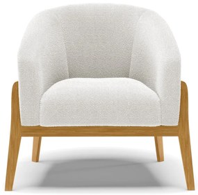 Poltrona Decorativa Base Madeira Stella PU Preto/Bouclê D03 - D'Rossi - Off White