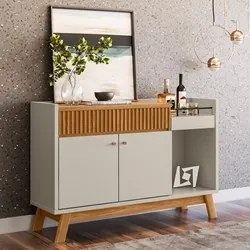 Buffet Aparador Para Sala 2 Portas 1 Gaveta Luke L06 Nature/Off White