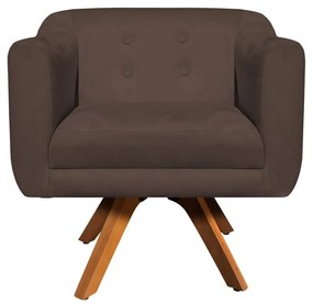 Kit 01 Namoradeira 02 Lugares e 02 Poltronas Giratória Julia Suede Marrom Base Madeira MM30 D'Rossi