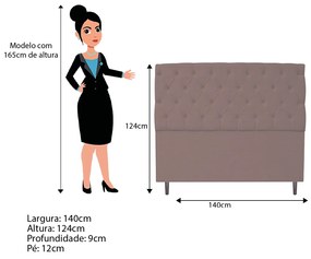 Cabeceira Estofada Liverpool 140 cm Casal Linho Rosê - ADJ Decor