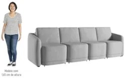 Sofá Cama Casal para Sala 316cm Polska Z08 Veludo Cinza - Mpozenato