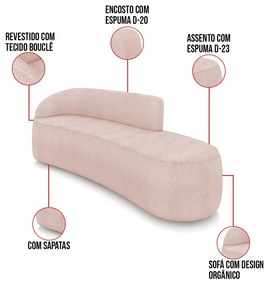 Sofá 4 Lugares Orgânico 220 cm Morgan Bouclê D03 - D'Rossi - Rose