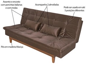 Sofá Cama Reclinável 2 Lugares Change Veludo Marrom G30 - Gran Belo