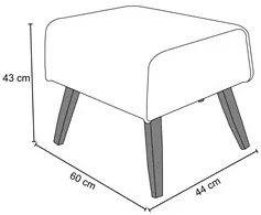 Poltrona Decorativa Base Madeira Milena e Puff Viseo C-129  Linho Bege